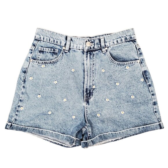 Ardene Flower Pattern Mom Jean Shorts - Size 07 - Picture 1 of 6